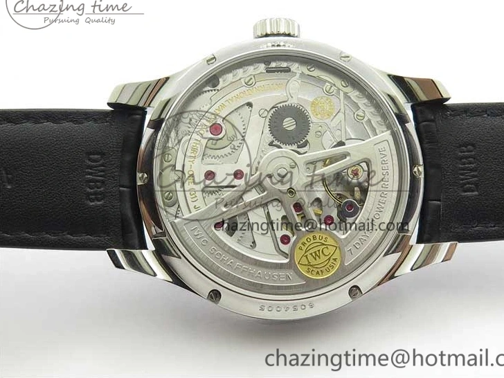 MIROTIME 0211 Portuguese Real PR Real Annual Calendar IW503502 ZF 1:1 Best Edition Black Dial Steel Markers on Black Leather Strap A StreetReady 7134